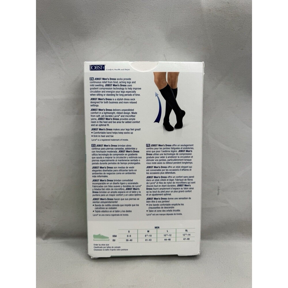 Jobst Men's Dress Support Compression Socks 8-15 mmhg XLarge Black Knee High - Picture 2 of 4
